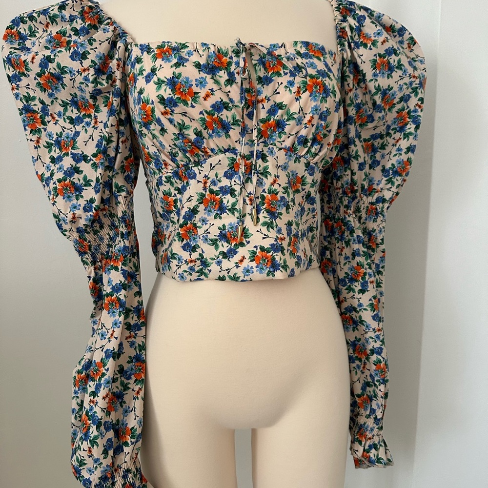 Floral Puff Sleeve Top Like New